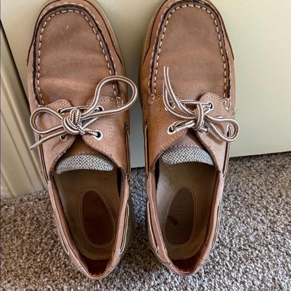 Womens Eurostep Tan Leather Boat Shoes with Contrast Laces